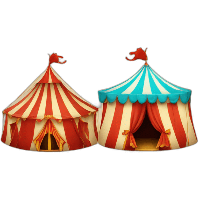 circus tent and one red cat  emoji