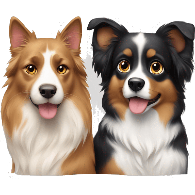 A calico cat next to a black and tan Australian Shepard dog emoji