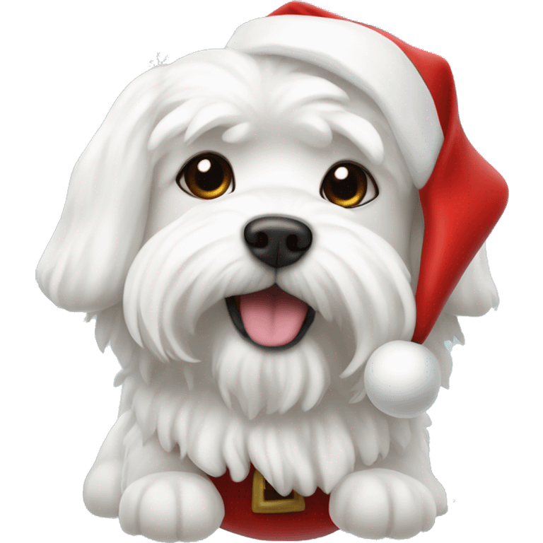  white maltese dog and Santa Claus  emoji