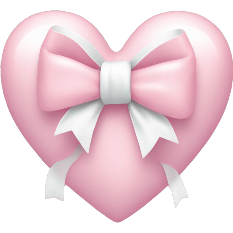 Pastel pink heart with white bow emoji