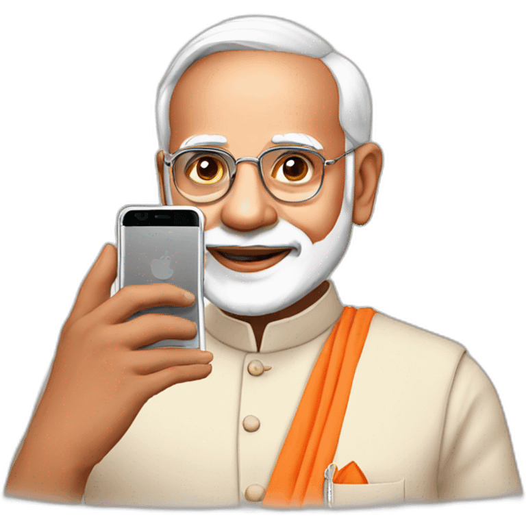 Modi ji with mobile  emoji