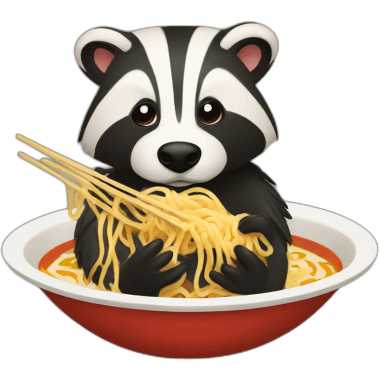 A badger eating ramen emoji