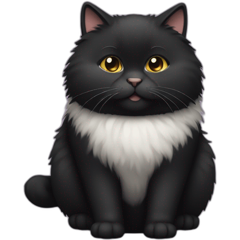 Black fat fluffy cat emoji