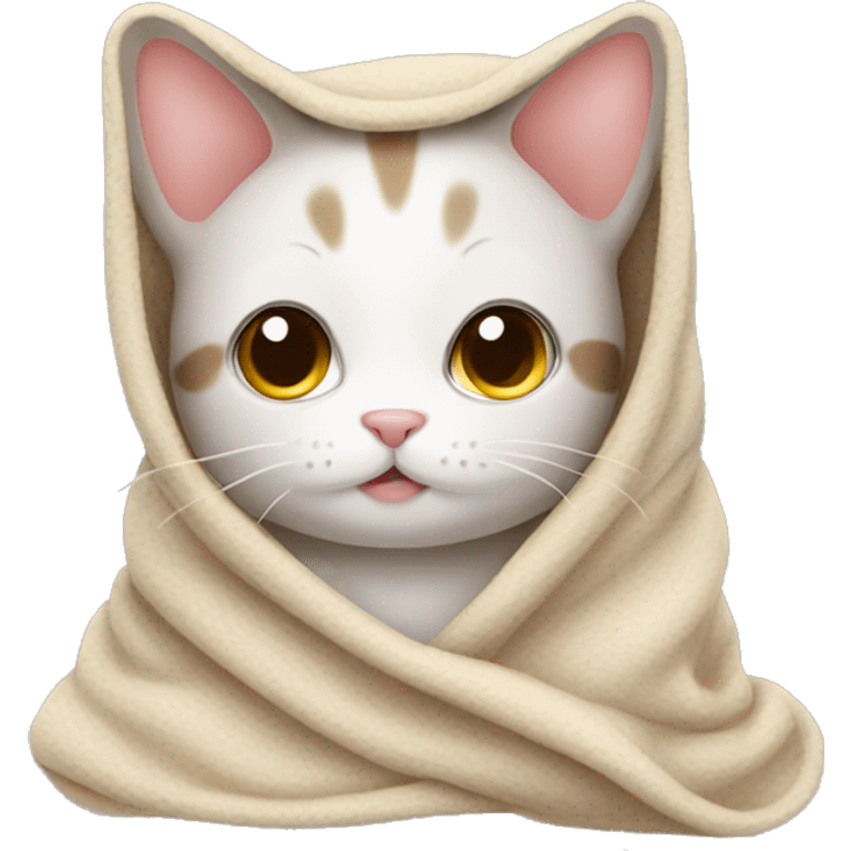 Cute cat wrapped in a blanket emoji