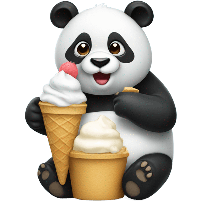 Panda eating ice cream emoji