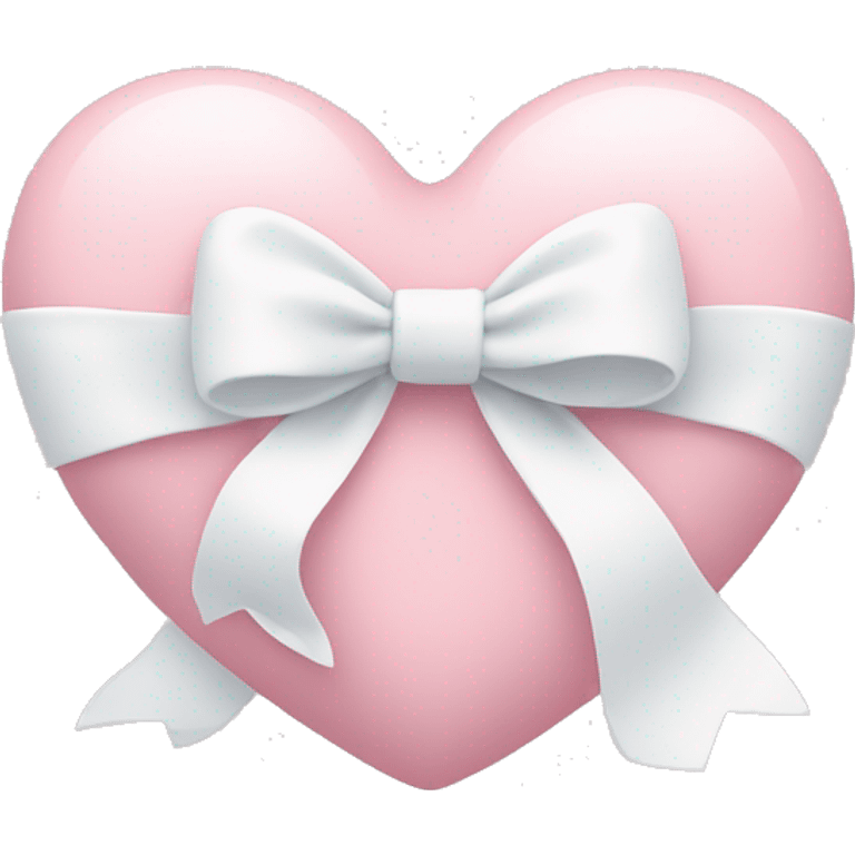 Pastel pink heart with white bow emoji