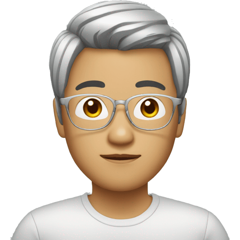 asian person medium shot hair wearing silver glasses emoji