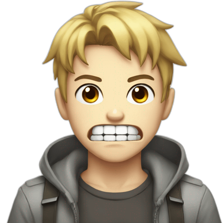 anime boy with angry face and angry teeth emoji