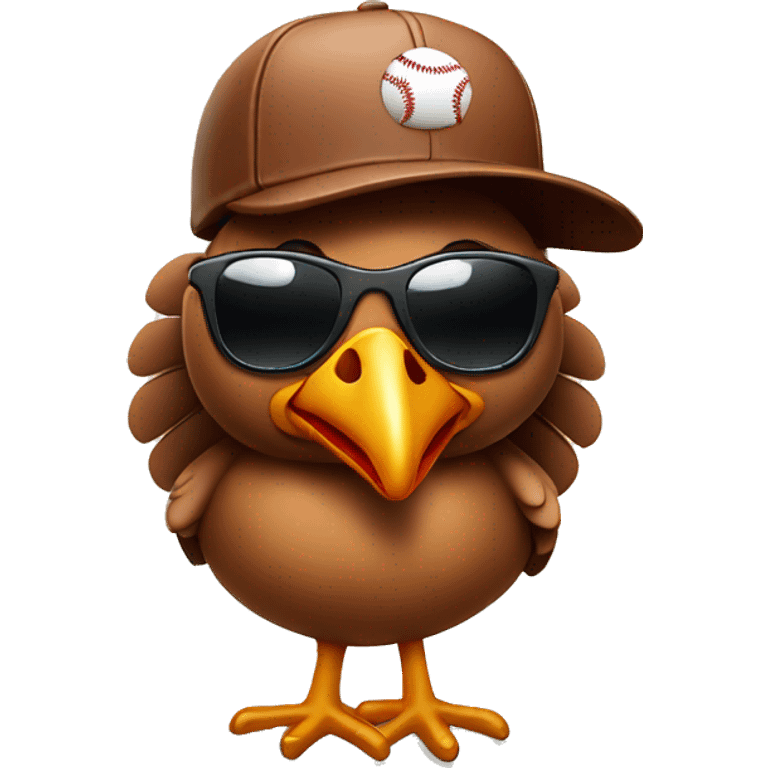 Turkey with baseball hat and sunglasses emoji