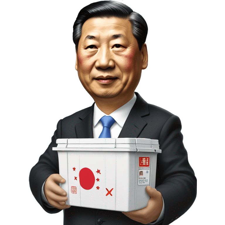 Xi Jinping holds a trade container in his hands emoji