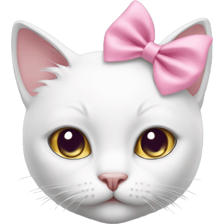 White cat with pink bow emoji