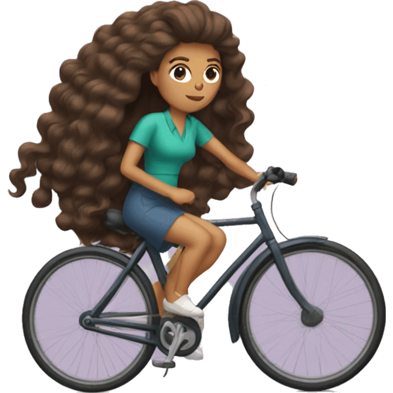 mujer con el pelo rizado montada en una bicicleta emoji