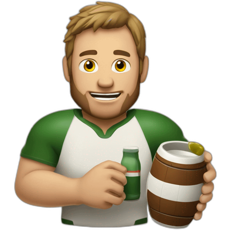 Rugbyman buvant une bière emoji