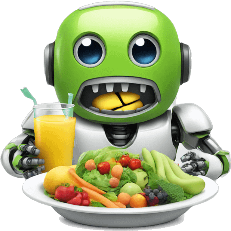 robot eating healthy food emoji