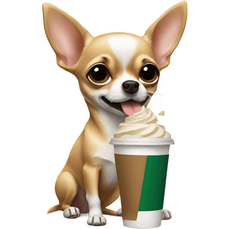 Chihuahua drinking Starbucks  emoji