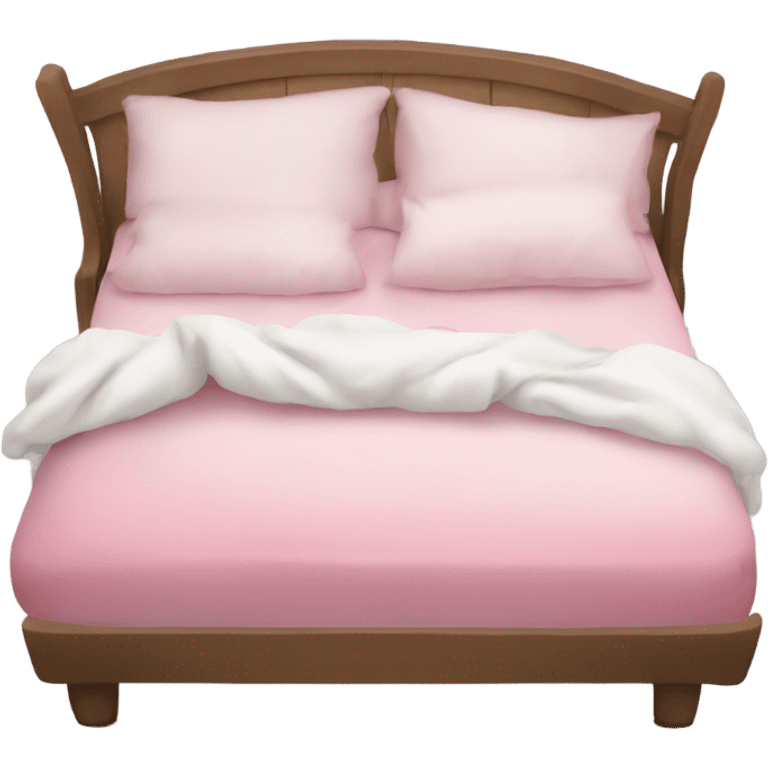 Asthetic bed with withe and pink pillows emoji