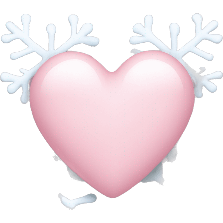 Light pink heart with two snowflakes beside it emoji