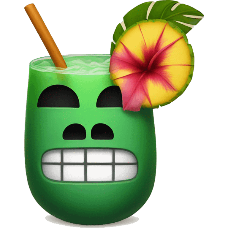 Tiki drinks with friends wearing Hawaiian shirts emoji