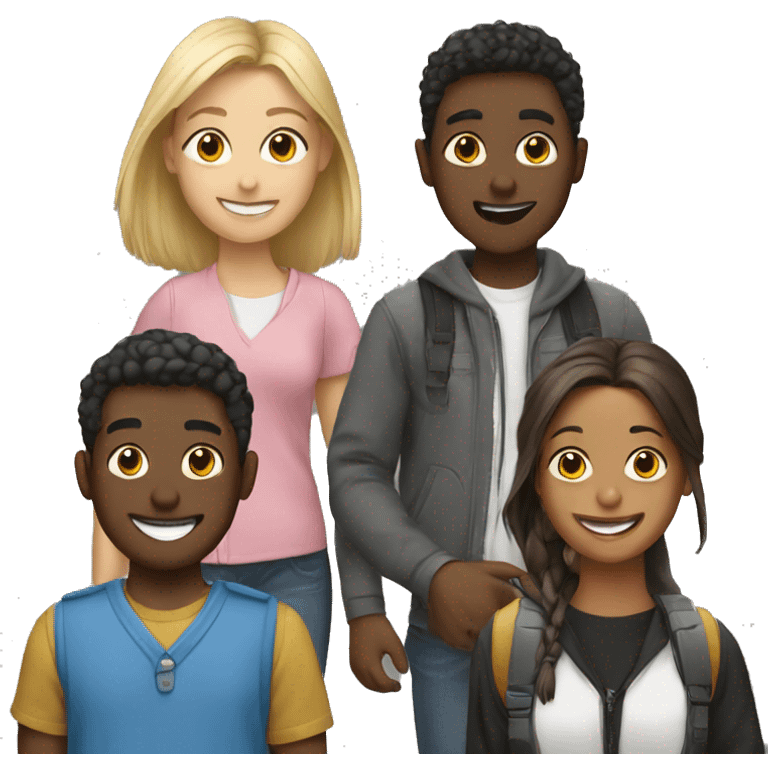 Three friends students  emoji