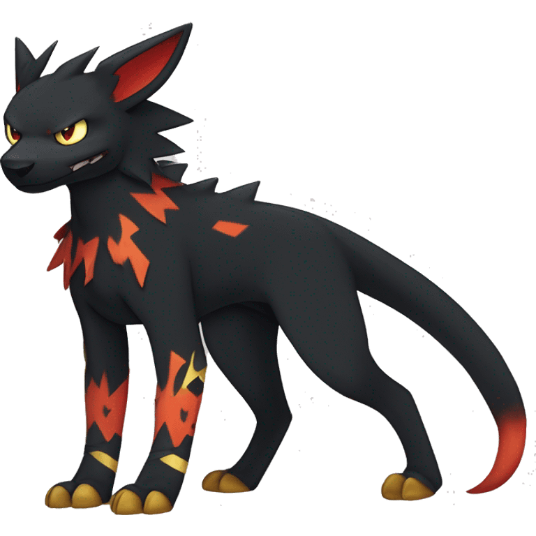 Cool Edgy Litten-Houndoom-Luxray Fakémon Digimon with Edgy markings, full body, outlined emoji