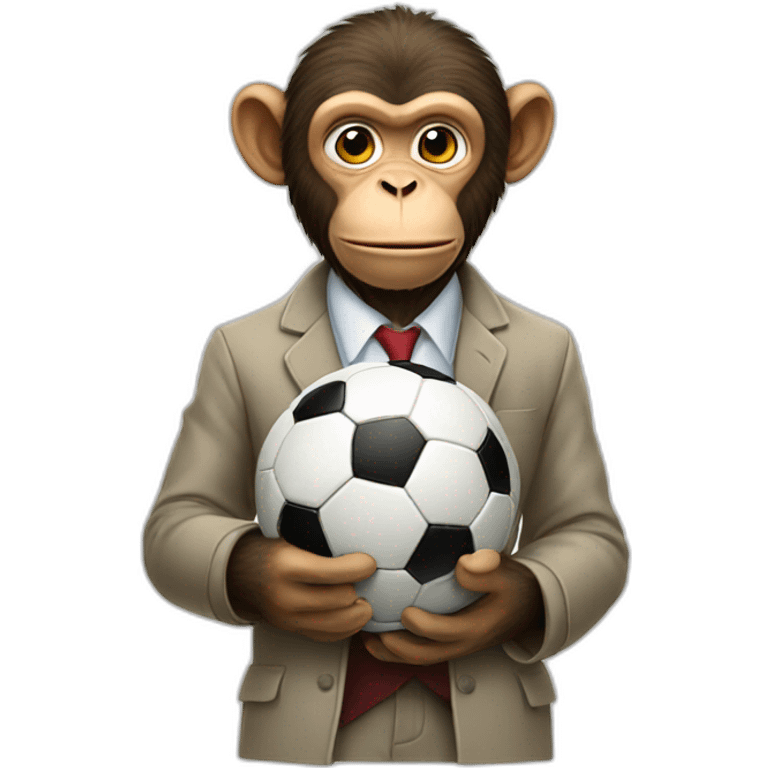 monkey professor holding a soccer ball emoji