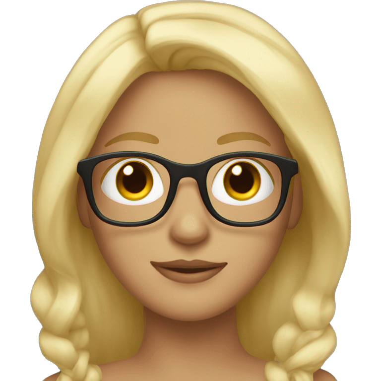 blonde with brown eyes wearing glasses emoji