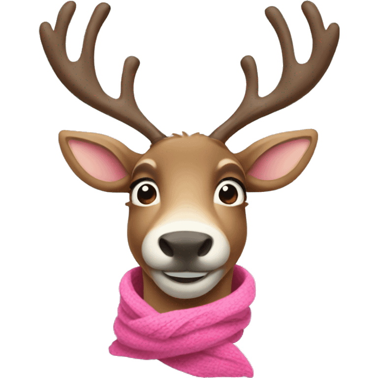 reindeer wearing pink scarf  emoji