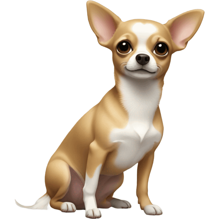 A Chihuahua ￼with a white marking only on its chest emoji