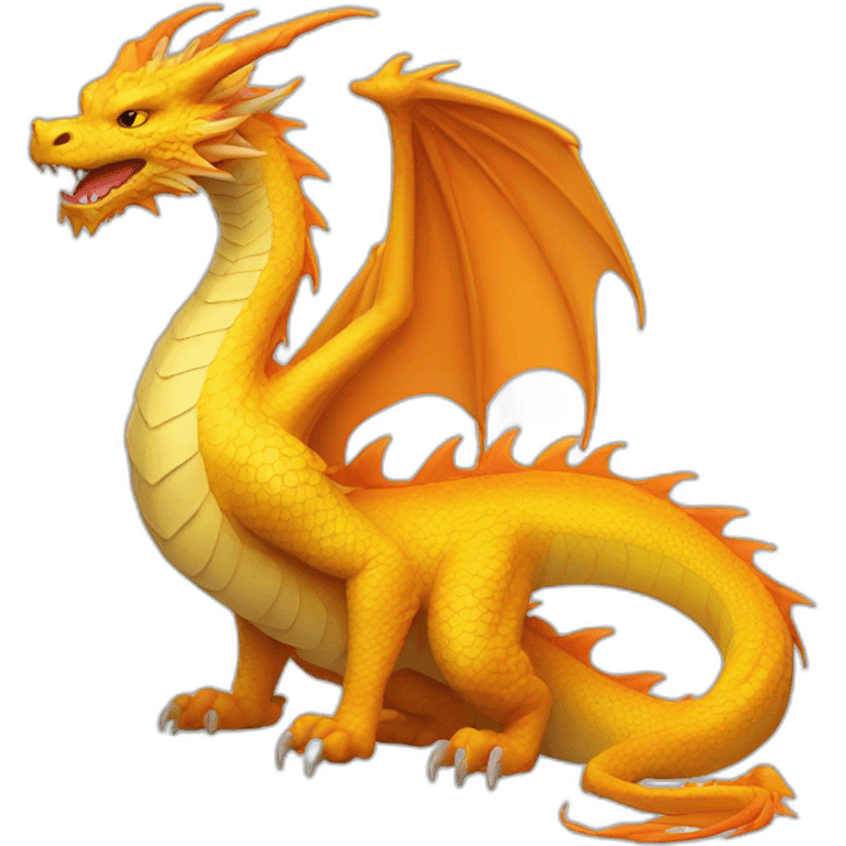 Yellow dragon with orange line on the head and neck emoji