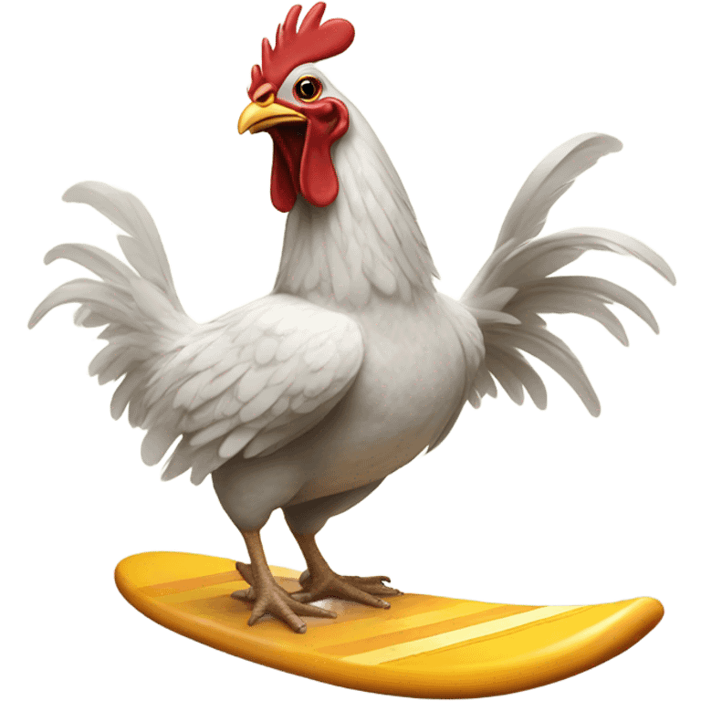 Chicken surfing emoji