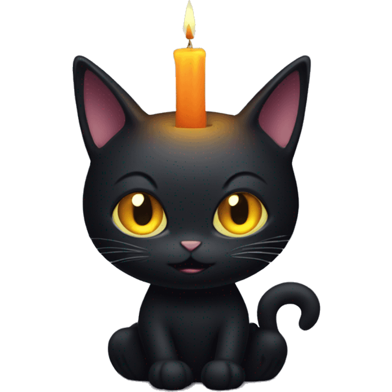 spooky black cat and candle emoji