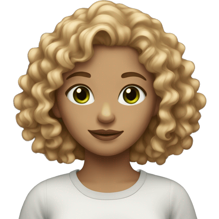 girl with curly light brown hair and green eyes and light skin  emoji