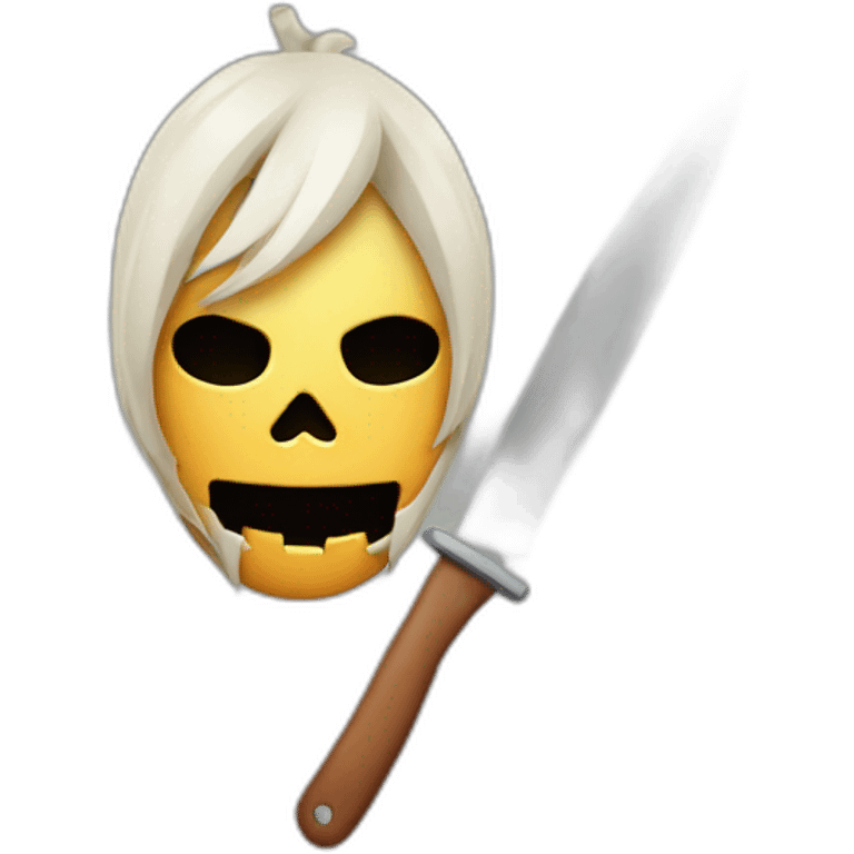 halloween head with a knife emoji