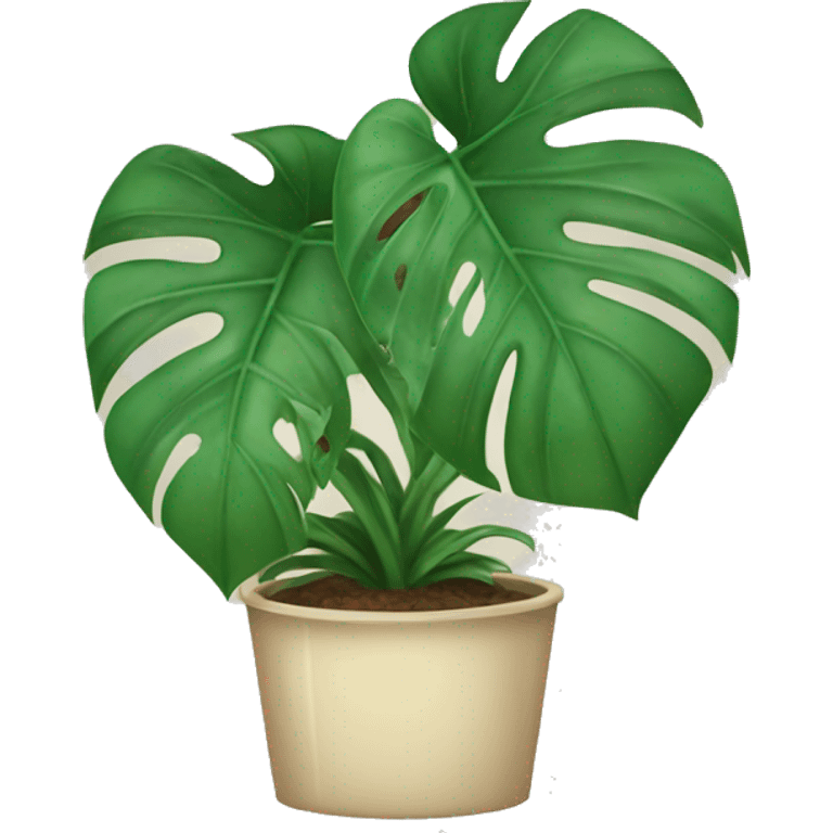 Smiling monstera plant emoji