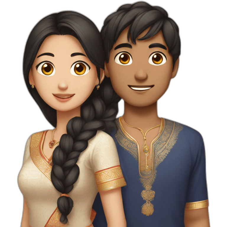 Indian girl korean boy couple  emoji