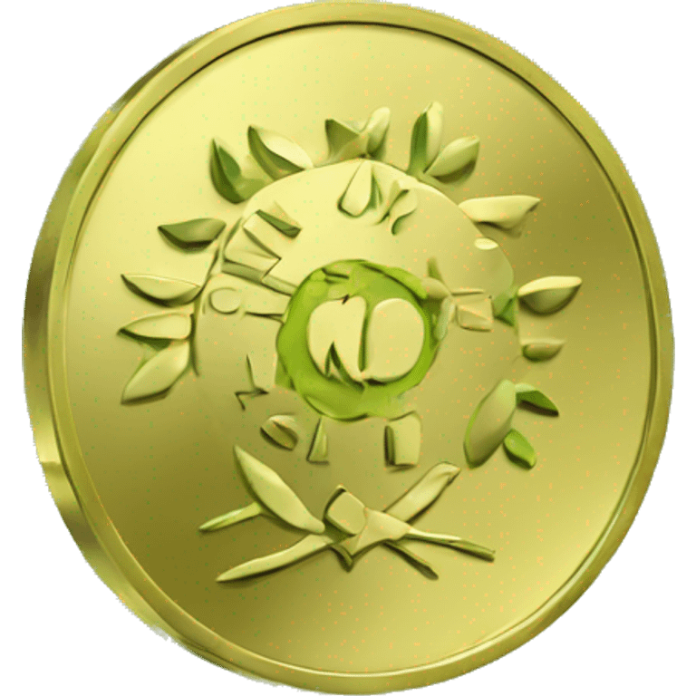 gold coin with UN and green color  emoji