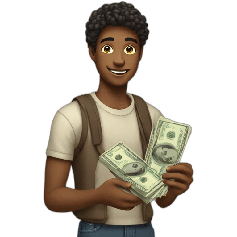 A rich teenagers with money in his hand emoji