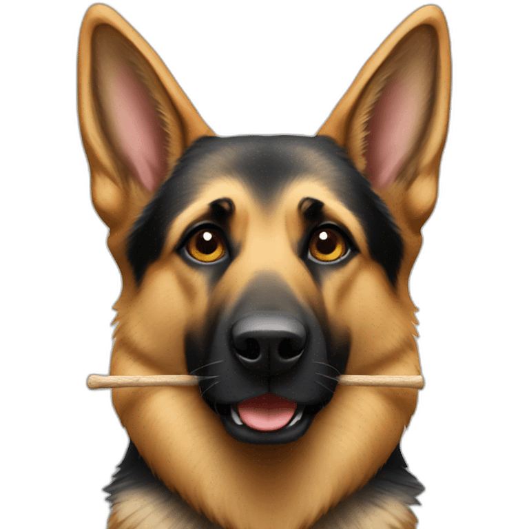 German shepherd with stick emoji