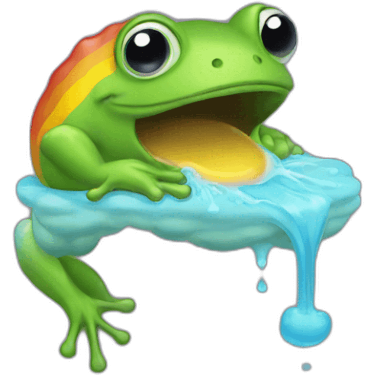 Frog vomiting rainbow emoji