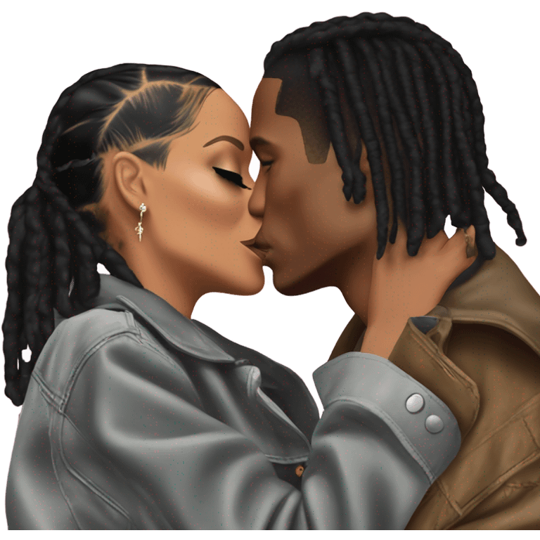 asap rocky and rihanna kiss emoji