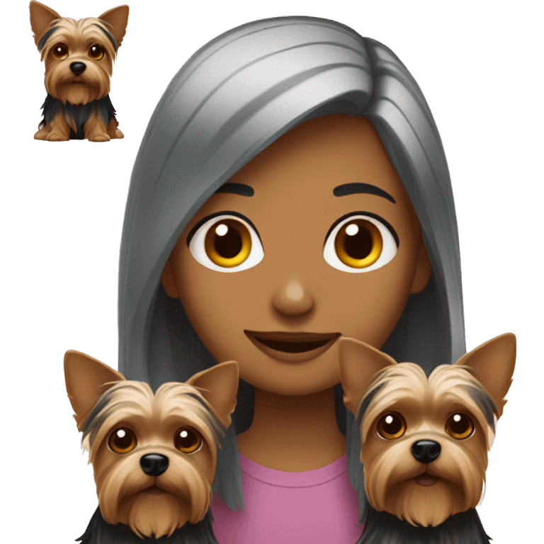 girl with two yorkshire terrier emoji