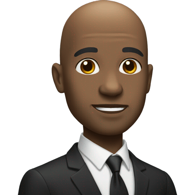 Bald black man in formal suit emoji