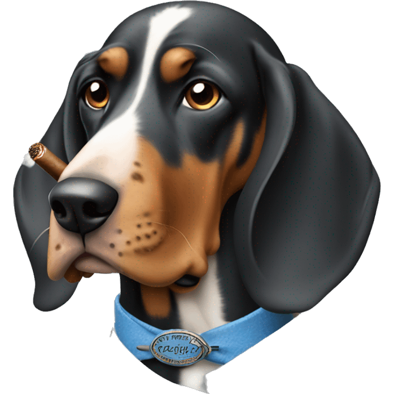 Blue tick hound smoking a cigar emoji