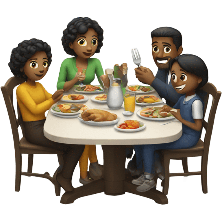 Family eating dinner at a table emoji