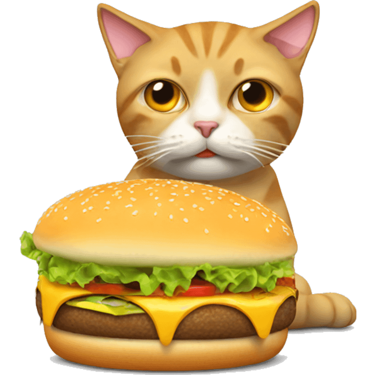 Cat with a hangover eating a cheeseburger  emoji