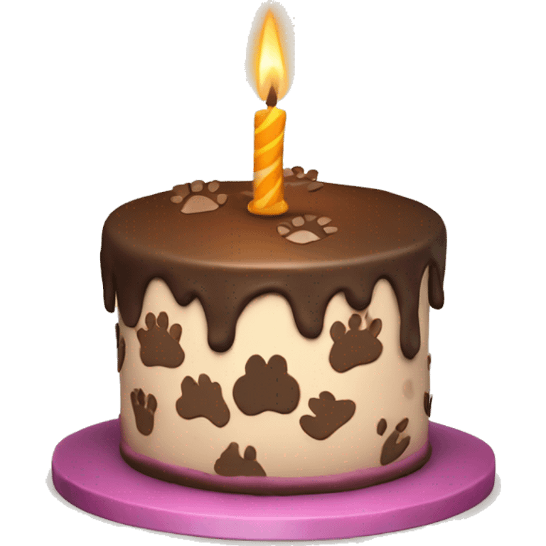 Paw print birthday cake with candle emoji