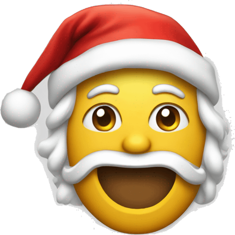 happy face emoji with a Santa hat emoji