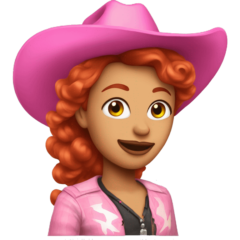 redhead drag queen wearing pink cowboy hat  emoji