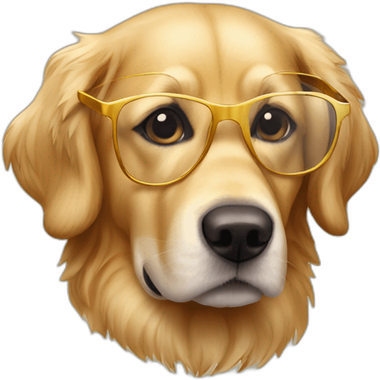 Perro Golden retriever con gafas emoji