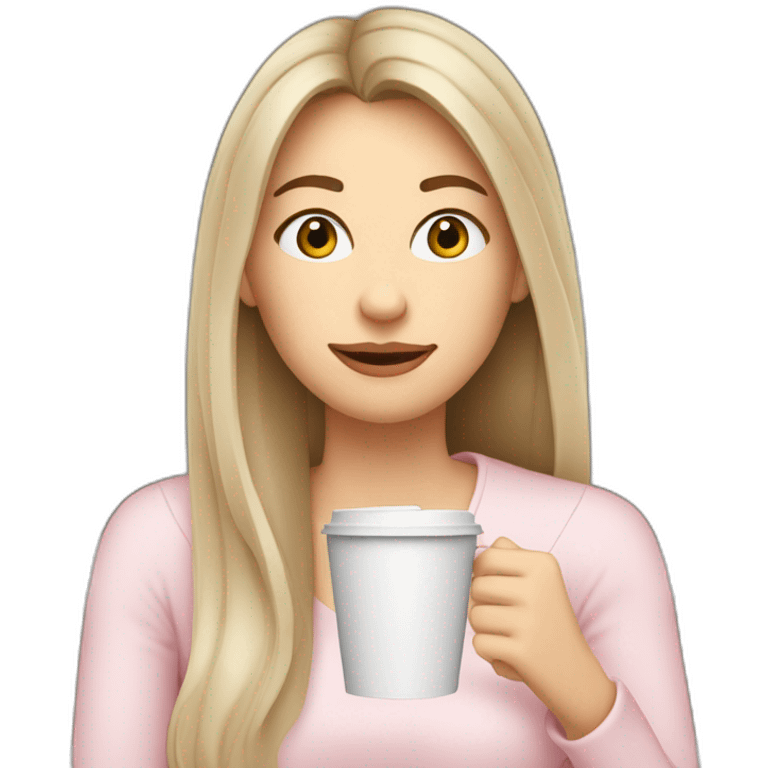 woman-with-pale-skin-and-brown-long-thin-straight-hair-wearing-a-white-woolly-shirt-drinking-coffee-from-a-light-pink-takeaway-cup-eyes-closed-b emoji